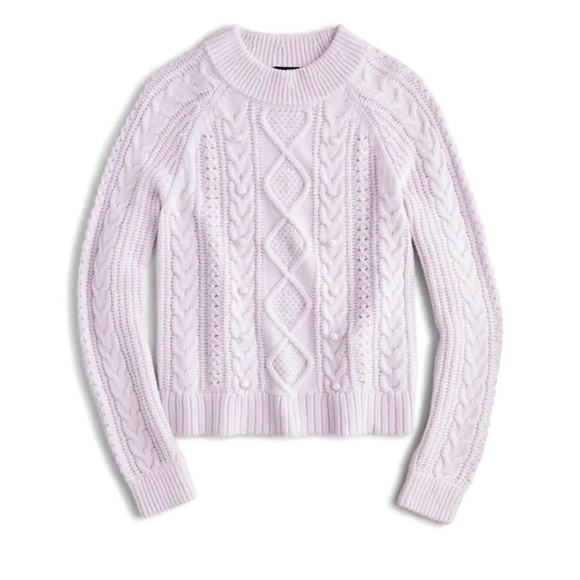 J. Crew Azra Cable Knit Pullover sweater | lambswool | lavender purple size XXL - Picture 1 of 10